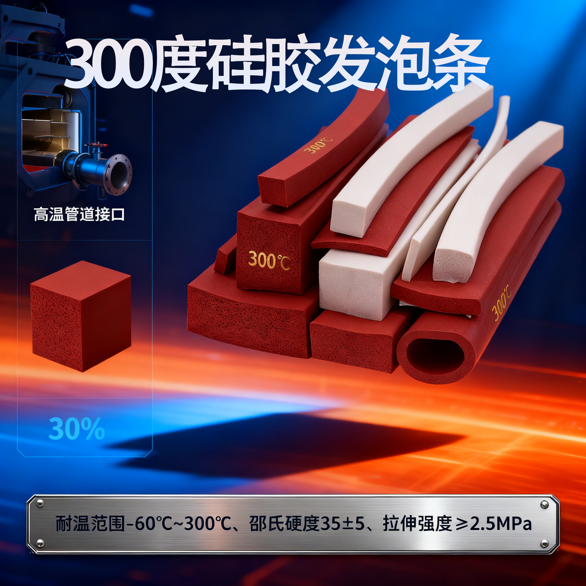 300度高溫硅膠發泡條