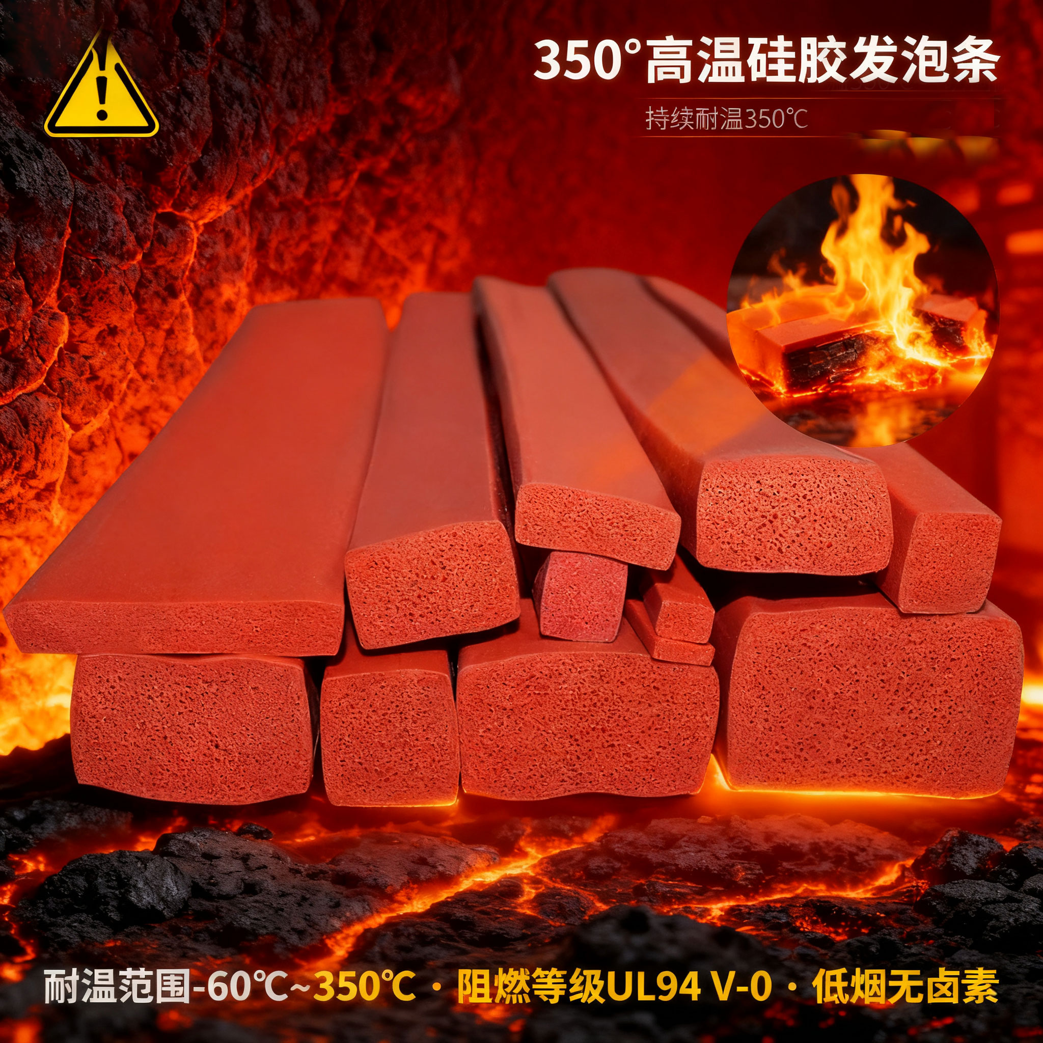 350°高溫硅膠發(fā)泡條